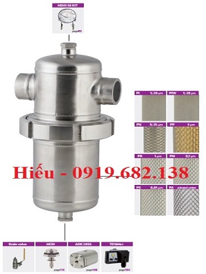 Bộ lọc khí vi sinh inox WFIW Omega Air kết nối mối hàn