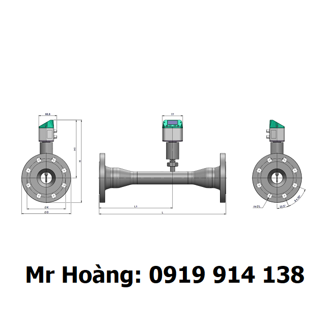 Đồng hồ đo lưu lượng khí VD 520 dạng nối bích