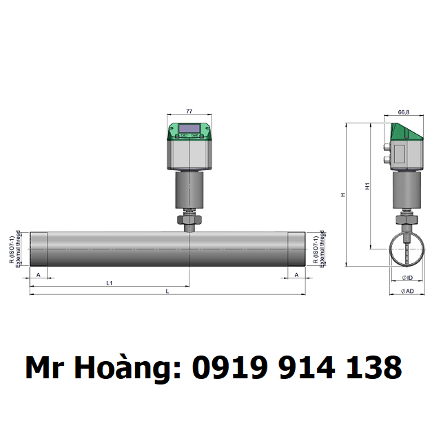 Đồng hồ đo lưu lượng khí VD 520 dạng nối ren