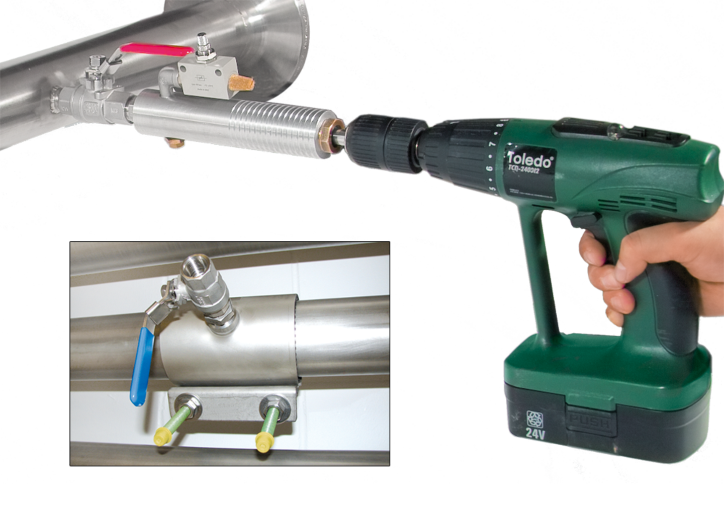 Lắp đặt cảm biến lưu lượng khí VA550 qua van bi 