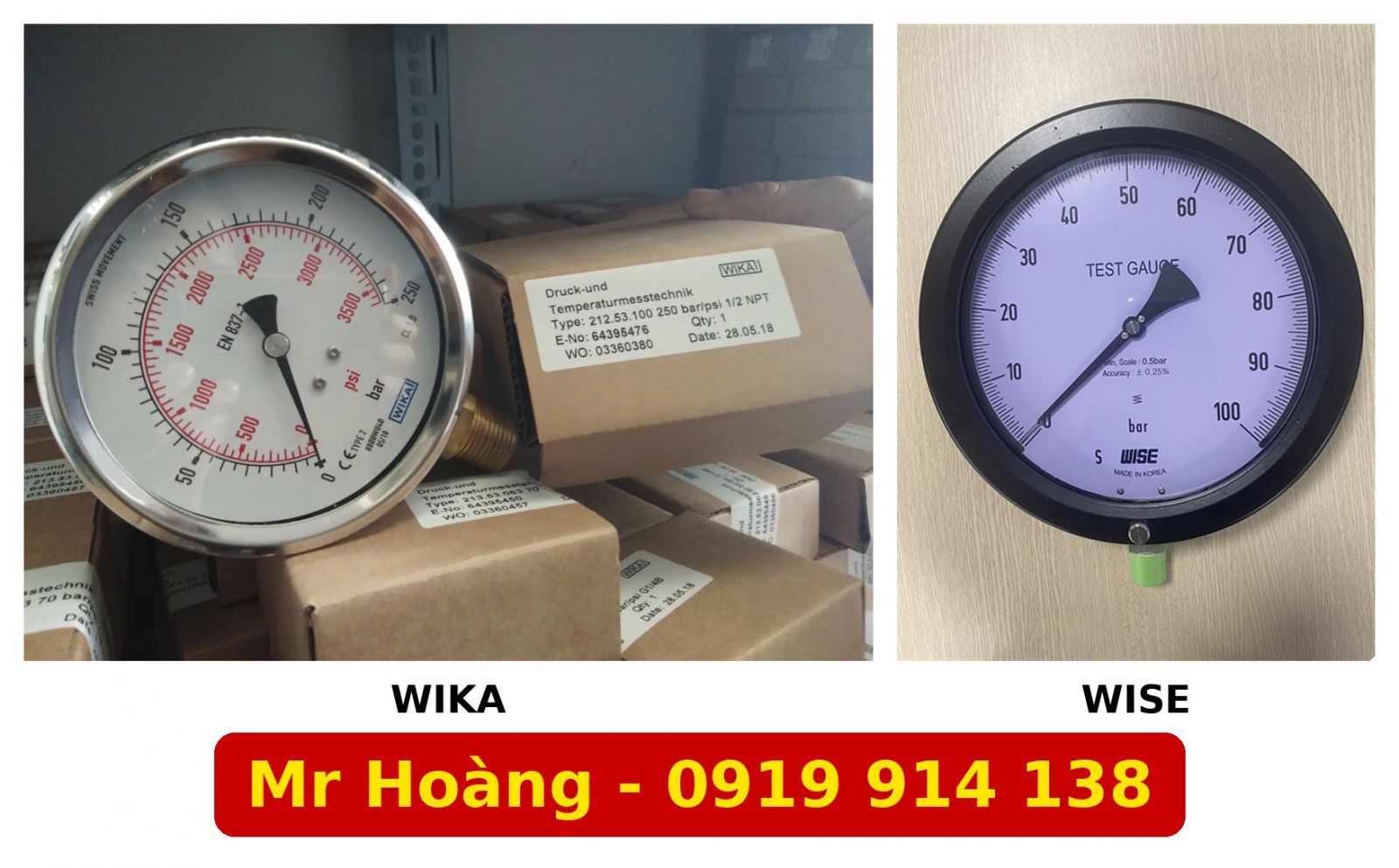 So sánh đông hồ áp suất Wise và Wika 
